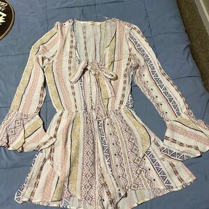 Bohemian Patterned Long Sleeve Romper